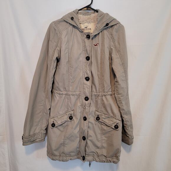 Hollister Women's Hooded Parka Jacket - Gray - Picture 1 of 13